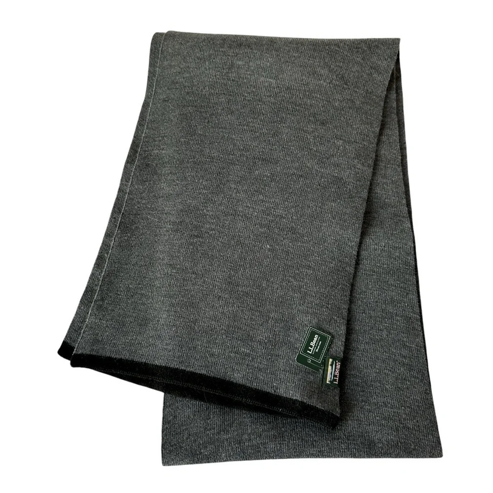 L.L. Bean Unisex Charcoal Heather Gray Scarf, NWT
